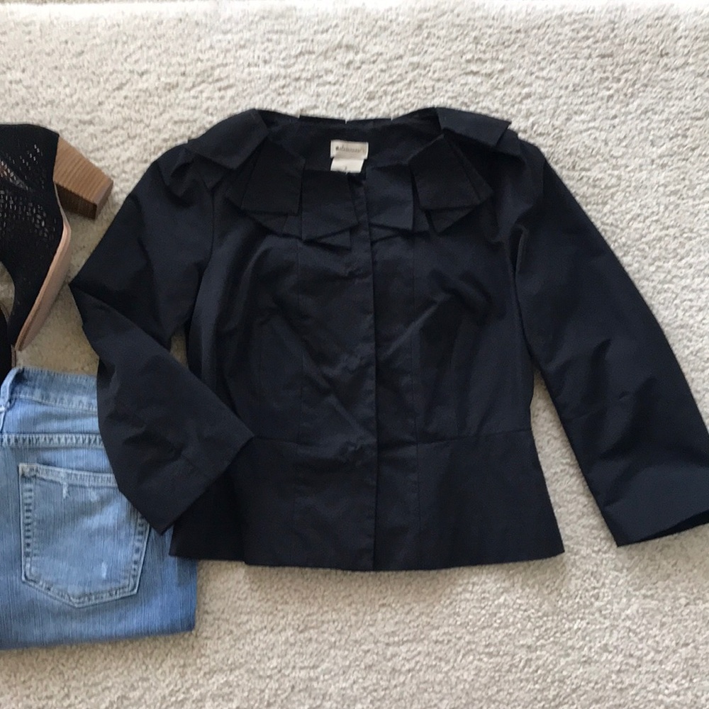Anthropologie Black Petal Collar Jacket